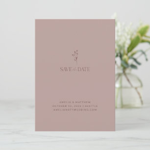Einfaches Chic Botanisches Skript Dusty Mauve Wedd Save The Date