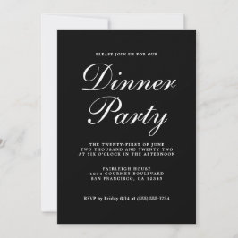 Einfaches Chic Calligraphy Black Dinner Party Einladung