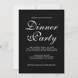 Einfaches Chic Calligraphy Black Dinner Party Einladung