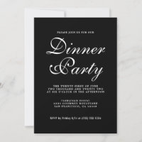 Einfaches Chic Calligraphy Black Dinner Party