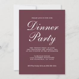 Einfaches Chic Calligraphy Burgundy Dinner Party Einladung