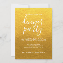 Einfaches Chic Calligraphy Classic Gold Dinner Par Einladung
