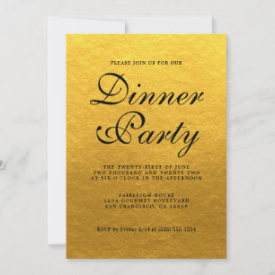Einfaches Chic Calligraphy Gold Dinner Party Einladung