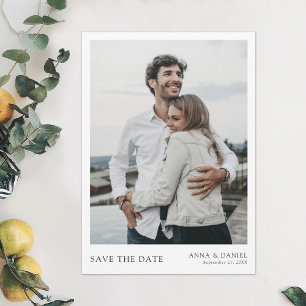 Einfaches Chic Foto Save the Date Hochzeitsempfang Einladung