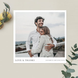 Einfaches Chic Foto Vielen Dank für Ihre Hochzeitk Dankeskarte