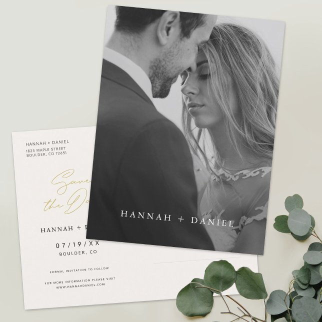 Einfaches Chic Minimalistisches Foto Hochzeit Sich Einladungspostkarte (Von Creator hochgeladen)
