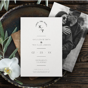 Einfaches Chic Modern Calligraphy Foto Couple Save The Date