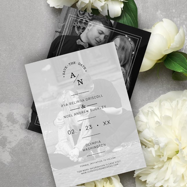 Einfaches Chic Moderne Kalligraphie 2 Fotos Paar Save The Date (Von Creator hochgeladen)