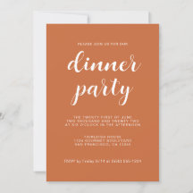 Einfaches Chic Script Burnt Orange Dinner Party