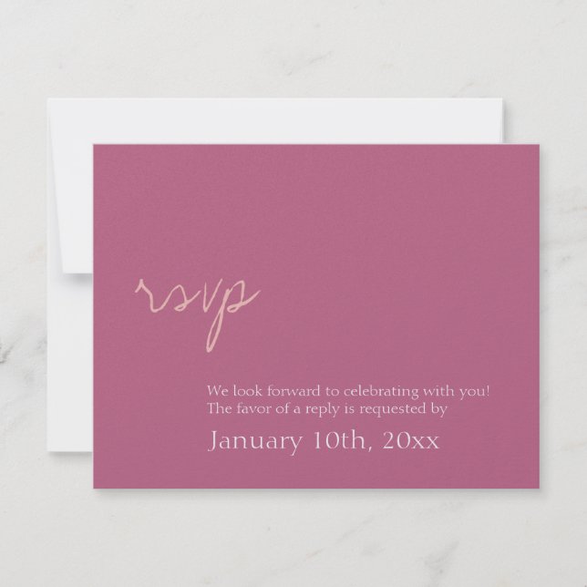 Einfaches chic Shimmer pink Hochzeit rsvp Reaktion Einladung (Vorderseite)