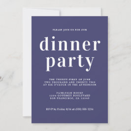 Einfaches Chic Typografy Navy Blue Dinner Party Einladung