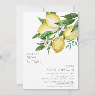 Einfaches Chic Watercolor Lemon Citrus Brautparty Einladung