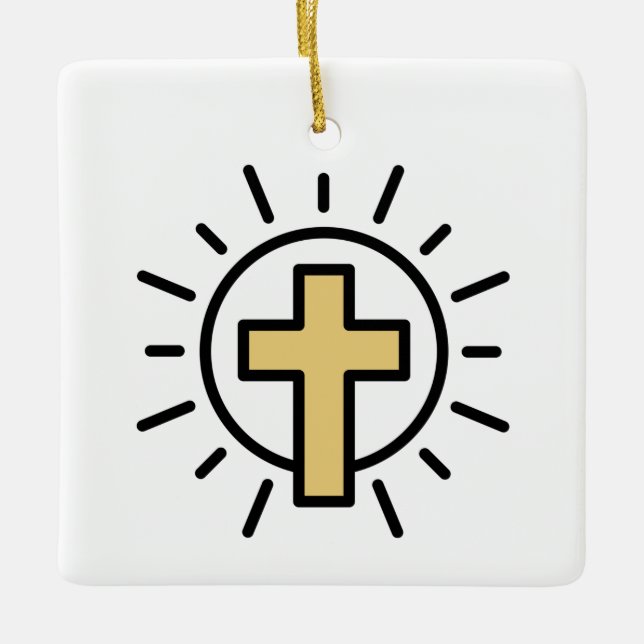 Einfaches Christliches Kreuz Keramikornament (Vorderseite)