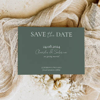 Einfaches Classic Sage Green Save the Date Minimal