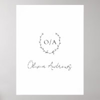 Einfaches Classic Wreath-Wappen Elegantes Monogram