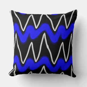 Einfaches Cobalt & White Zig Zags Zickzack Muster Kissen