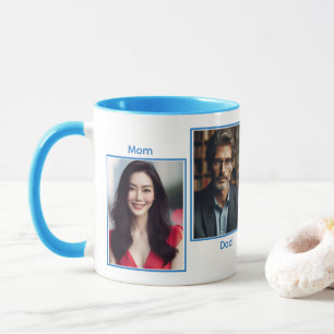 Einfaches Collage Blue mit vier Fotos für individu Tasse