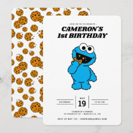 Einfaches Cookie Monster 1. Geburtstag Einladung