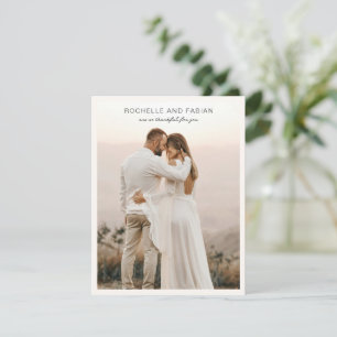 Einfaches Cream Foto Elegante Hochzeit Dankeskarte