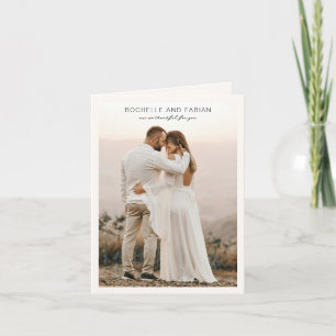 Einfaches Cream Foto Elegante Hochzeit Dankeskarte