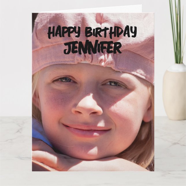 EINFACHES CUSTOM FOTO GEBURTSTAGSKARTE KARTE (Vorderseite)