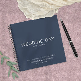 Einfaches Custom Navy Blue Wedding Guest Book Notizbuch
