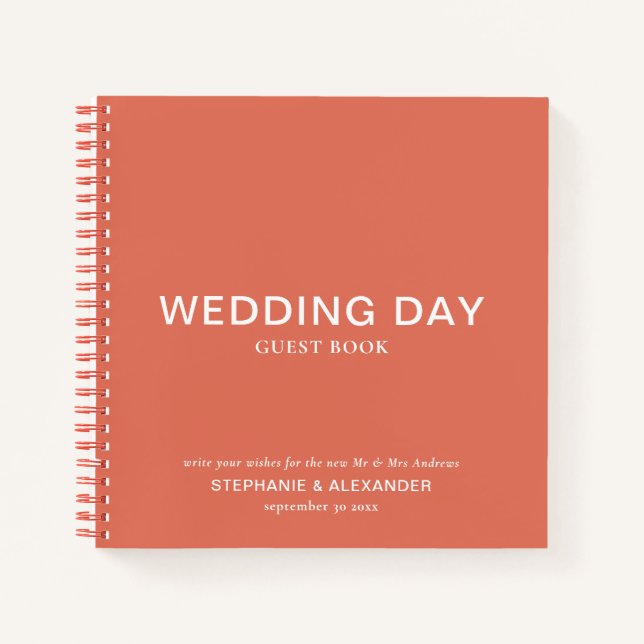 Einfaches Custom Terracotta Wedding Guest Book Notizbuch (Vorderseite)