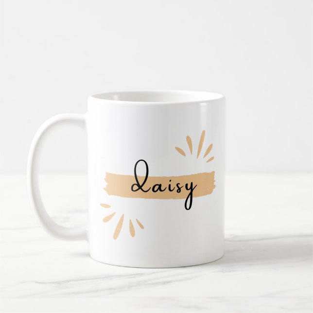 Einfaches "Daisy" Textmuster Kaffeecup Kaffeetasse (Links)