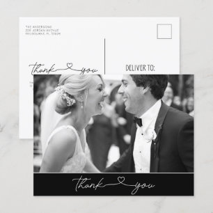 Einfaches Danke Herz Schrift Foto Hochzeit Postkarte