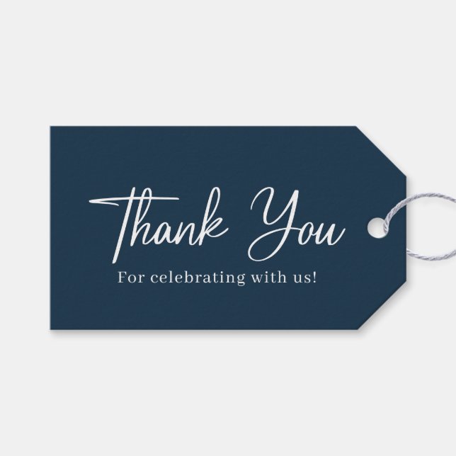 Einfaches Dankeschön an Navy Blue Wedding Geschenkanhänger (Vorderseite (Horizontal))