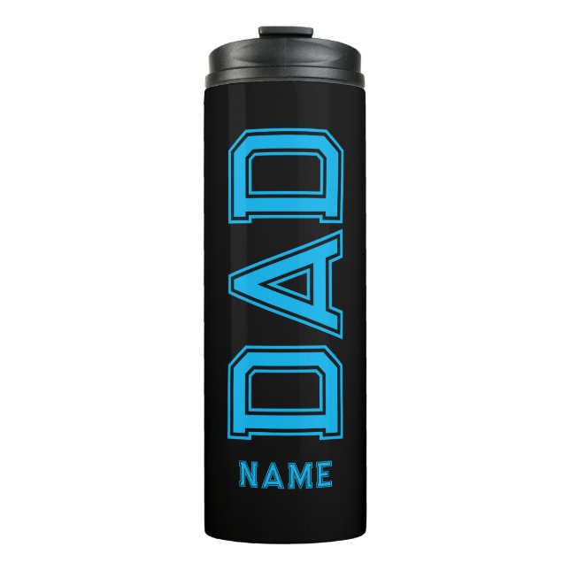 Einfaches Design Blaue Typografie Schwarzer Hinter Thermosbecher (Vorderseite)