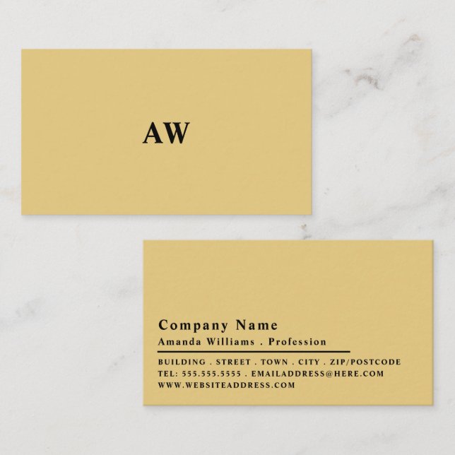 Einfaches Design, Minimalistisches Monogramm Visitenkarte (Vorne/Hinten)