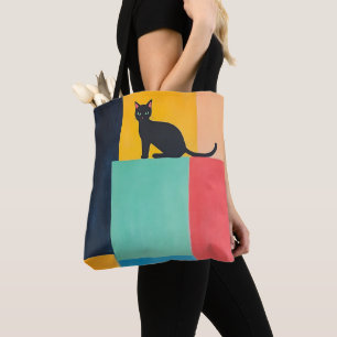 Einfaches Design schwarze Katze Tasche