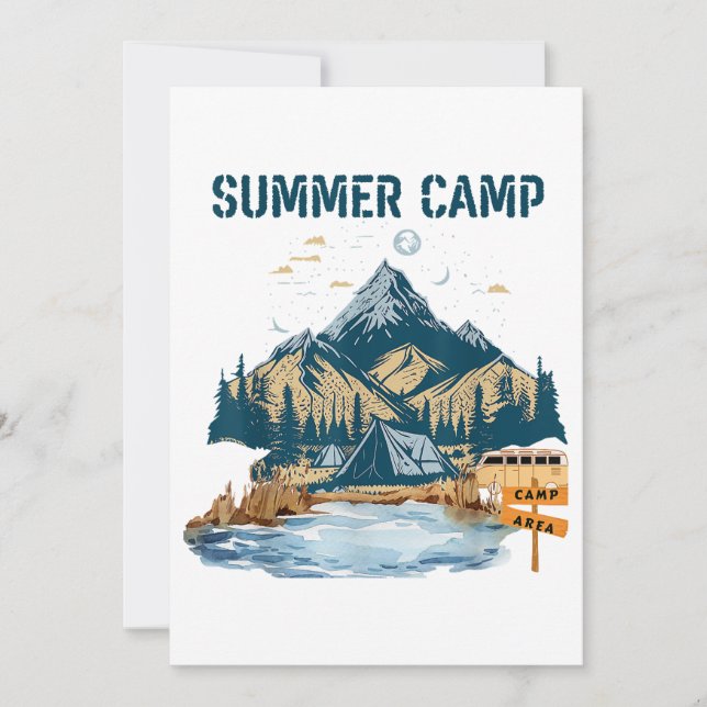 Einfaches Design Sommer Camp Einladung (Vorderseite)