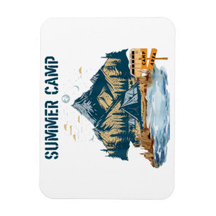 Einfaches Design Sommer Camp Magnet
