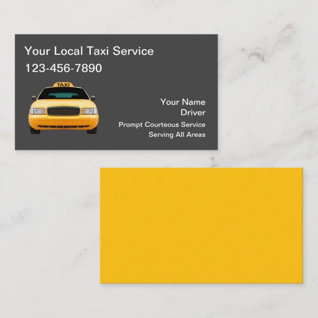 Einfaches Design von Taxi-Visitenkarten Visitenkarte (Vorne/Hinten)