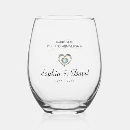 Einfaches Diamond Heart Wedding Jubiläum Weinglas Ohne Stiel