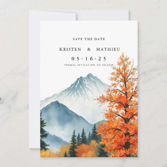 Einfaches digitales Gebirge Save The Date (Vorderseite)