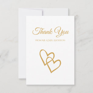 Einfaches Doppelherz Goldene Hochzeit Dankeschön Einladung