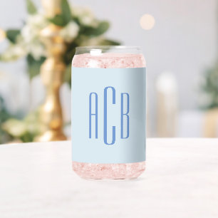 Einfaches drei Buchstaben blaues Monogramm Dosenglas