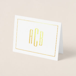 Einfaches drei Buchstaben Monogramm Grenze Gold Folienkarte