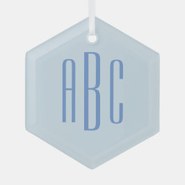 Einfaches dreibuchstabiges blaues Monogramm Ornament Aus Glas