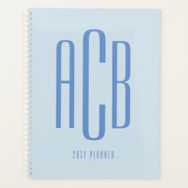 Einfaches dreibuchstabiges blaues Monogramm Planer