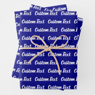 Einfaches dunkelblaues, kursives Skriptmuster Geschenkpapier Set