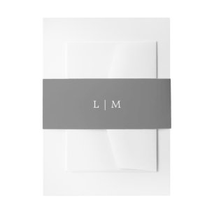 Einfaches dunkelgraues Monogramm Elegante Hochzeit Einladungsbanderole