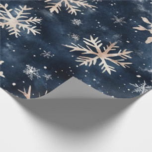 Einfaches dunkles Blau mit Schneeflocken Geschenkpapier
