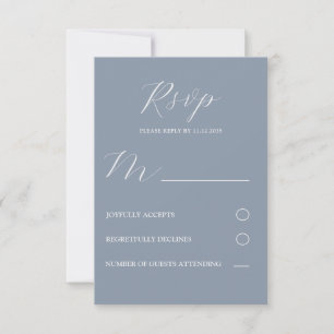 Einfaches Dusty Blue & White UAWG Wedding RSVP Karte