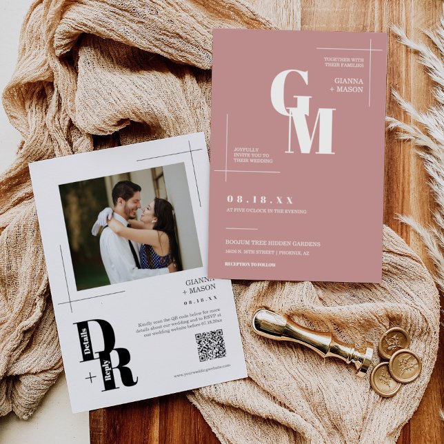 Einfaches Dusty Pink Moderner Minimaler QR-Code fü Einladung (Von Creator hochgeladen)