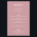Einfaches Dusty-Rose-Menü Flyer<br><div class="desc">Ein ausgezeichneter Wert, ein 5, 5" x 8, 5" Dinner-Menü für staubige Rose wird auf dünnem, leichtem, 80 lb unbeschichtetem mattem Papier gedruckt und bietet Ihre Speisekarte in schicken weißen Schriftzeichen. Ideal für einen modernen Hochzeitsempfang, ein Hochzeitsdinner, ein Jubiläum-Party oder eine besondere Veranstaltung mit einem Sit-down-Dinner. WEITERE DESIGNS, Größen und...</div>