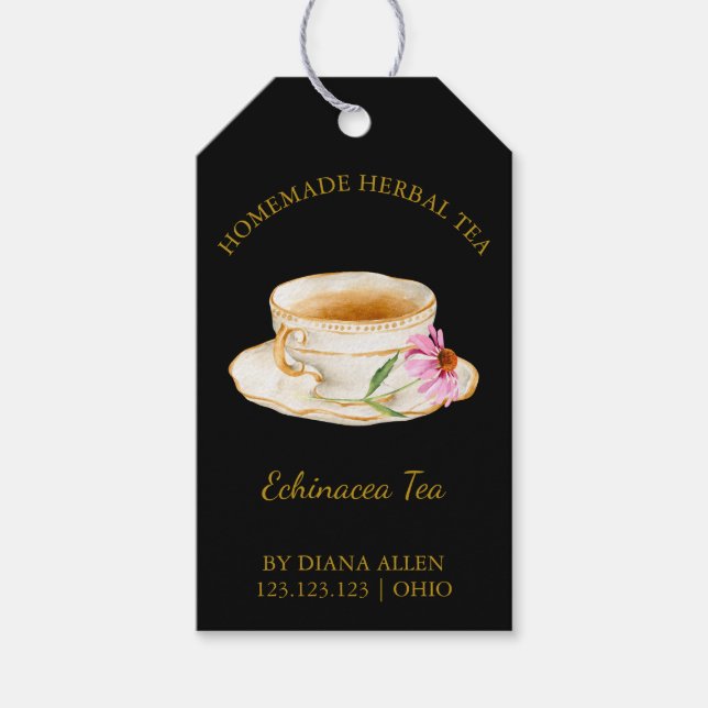 Einfaches Echinacea-Tee-Hängeschild  Geschenkanhänger (Vorderseite)
